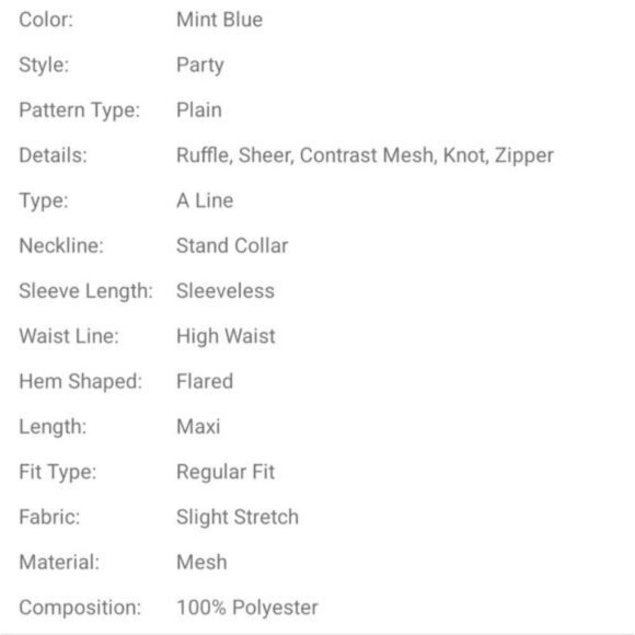 MINT BLUE RUFFLE SHEER STAND COLLAR PREMIUM BRAND AND QUALITY SPECIAL EV… - Picture 8 of 9